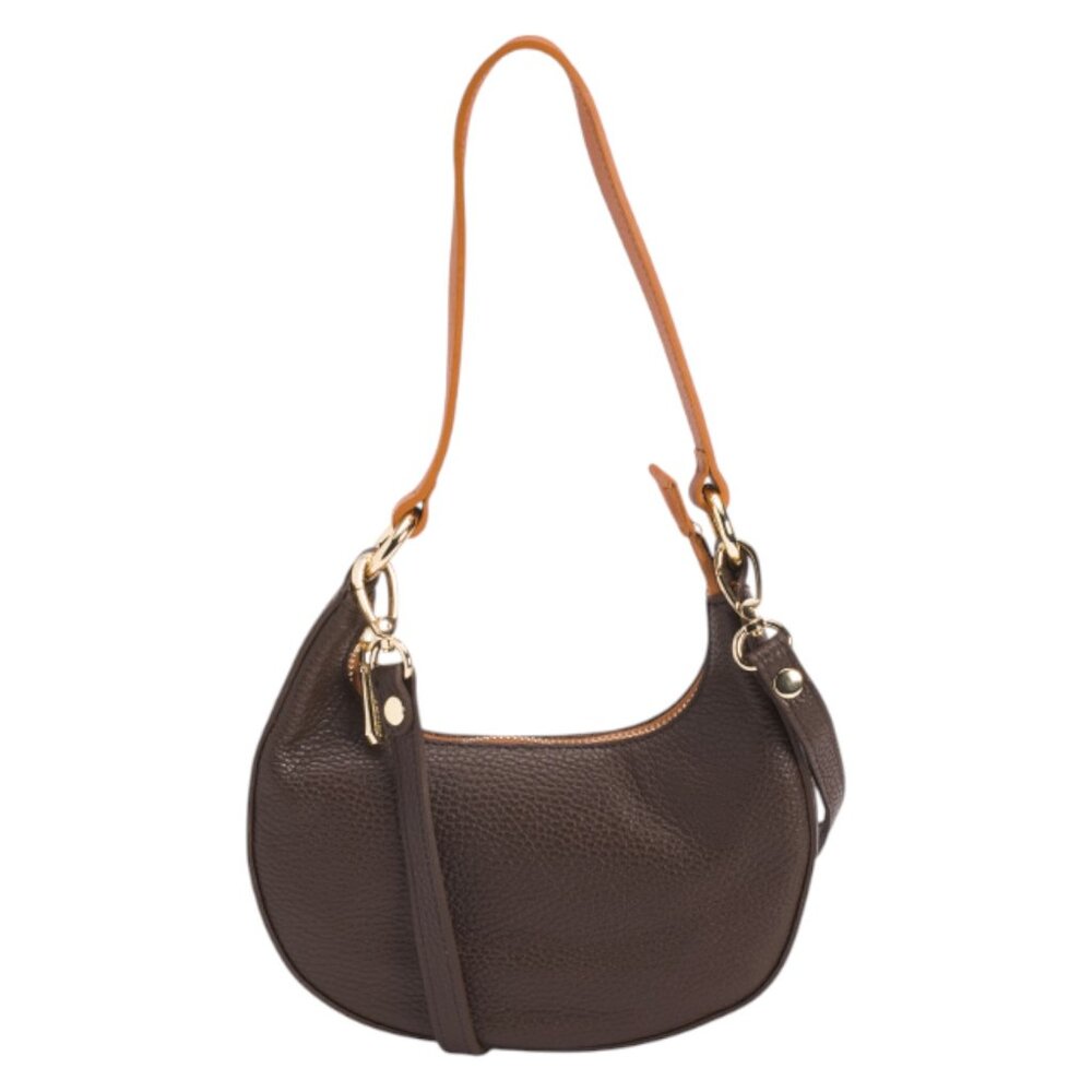VALENTINA Made In Italy Leather Half Moon Shoulder Bag